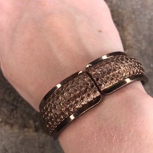 Vintage copper bracelet basket weave clamper